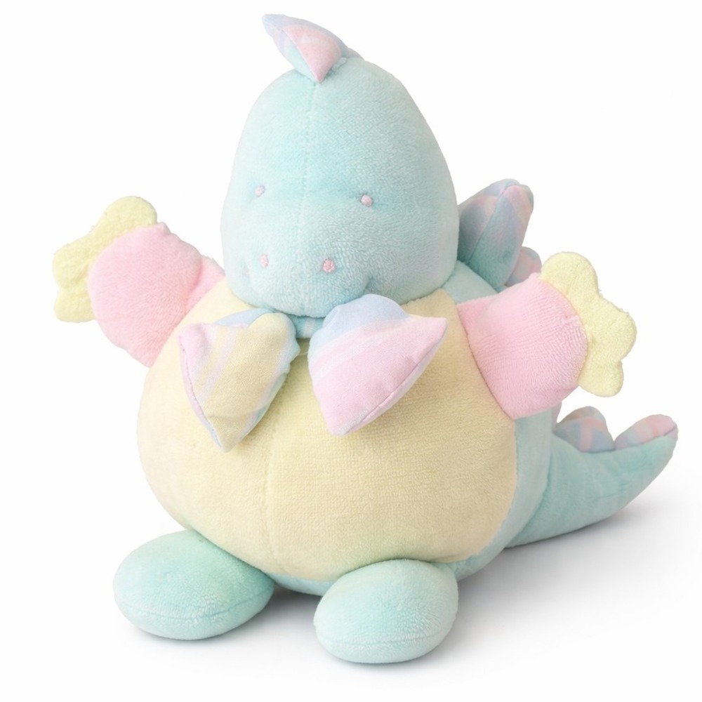Vintage Eden Pastel Dragon Dinosaur Baby Plush Rattle Bow Tie Stuffed Toy‎